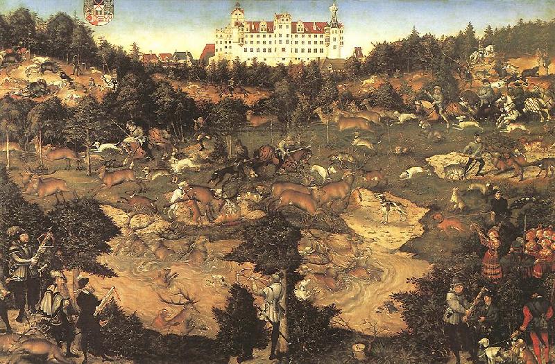 CRANACH, Lucas the Elder Hunt in Honour of Charles V at the Castle of Torgau ghj oil painting image
